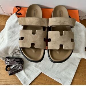 Hermes Chypre Sandal Beige EU43 US11 Women US 10.5 Men